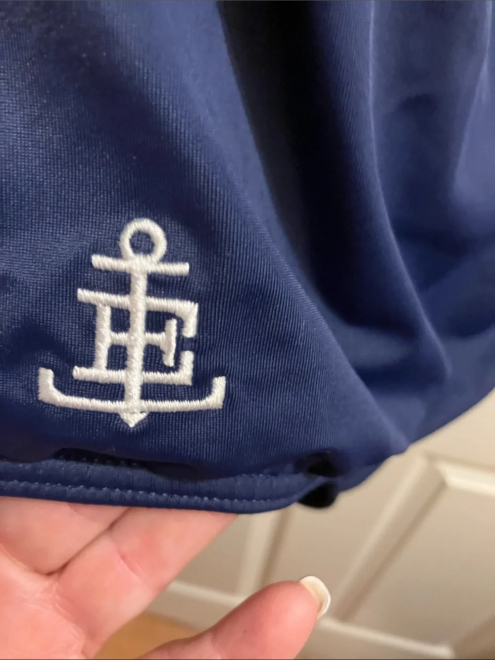 Lands' End Navy One-Piece Swimsuit with White Trim